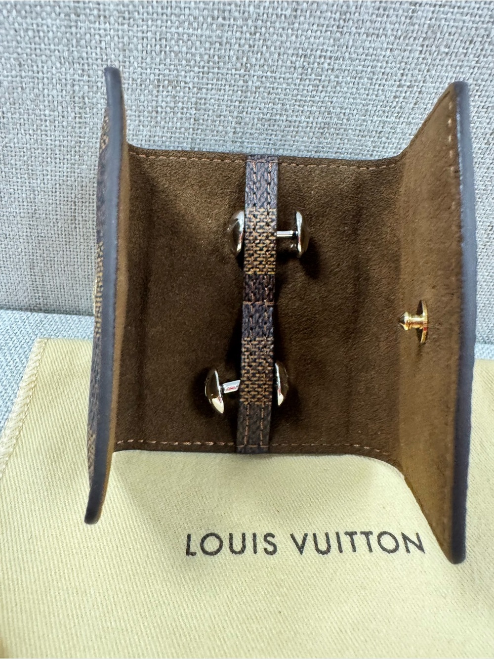 Louis Vuitton Damier Cufflinks with Case Dustbag and Box